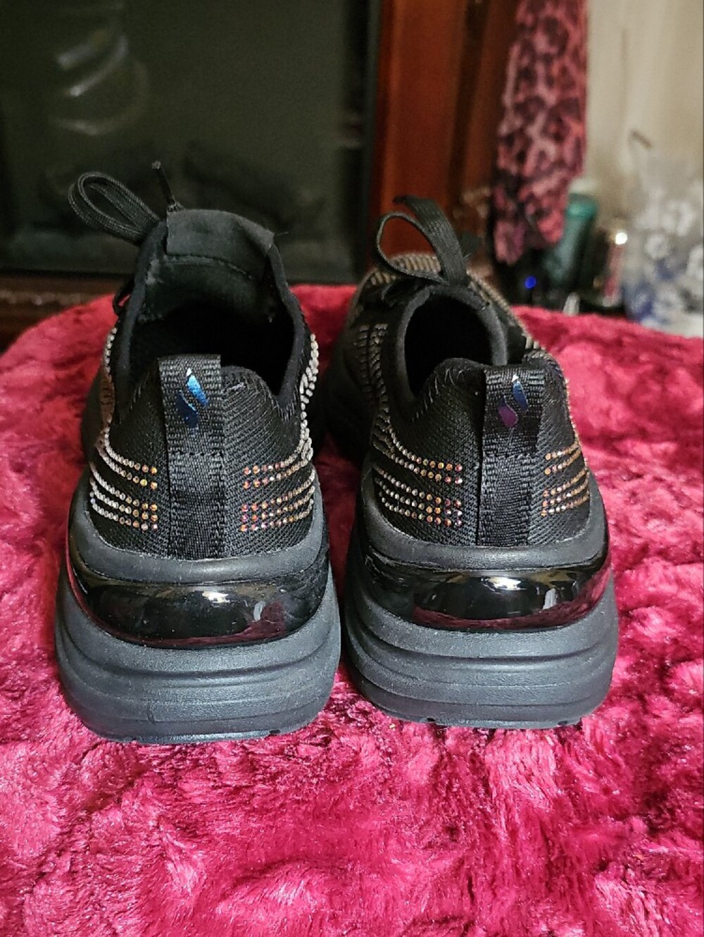Skechers Black Sneakers with Iridescent Rhinestones - Picture 5 of 13